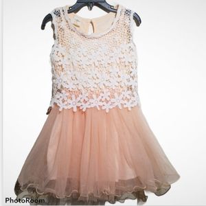 ML Kids NWT peach tulle slip lace dress Sz 3T